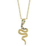 Shy Creation Diamond and Emerald Snake Necklace