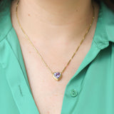 Lauren K Heart Shaped Tanzanite Crosby Necklace on Stick Chain