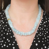 Lauren K Faceted Aquamarine Bead Necklace with Gold Station