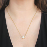 Vintage Bezel Set Solitaire Diamond Necklace on Snake Chain