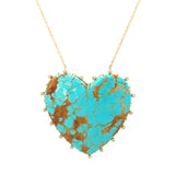 Suzy Landa Turquoise Heart Necklace with Diamond Bead Frame