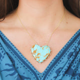 Suzy Landa Turquoise Heart Necklace with Diamond Bead Frame