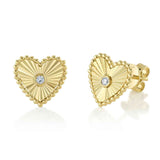 Shy Creation Diamond Bezel Heart Stud Earring