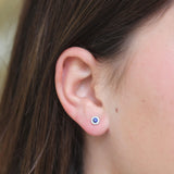 Shy Creation Diamond and Blue Sapphire Stud Earrings