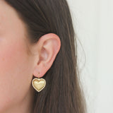 Suzy Landa Puffy Heart Earrings with Beaded Diamond Halo