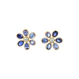 John Apel Blue Sapphire and Diamond Flower Earrings