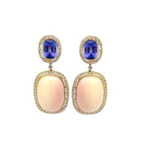 John Apel Tanzanite, Angel Skin Coral, and Diamond Drop Earrings