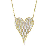 Shy Creation Yellow Gold "Amor" Pave Diamond Large Heart Necklace