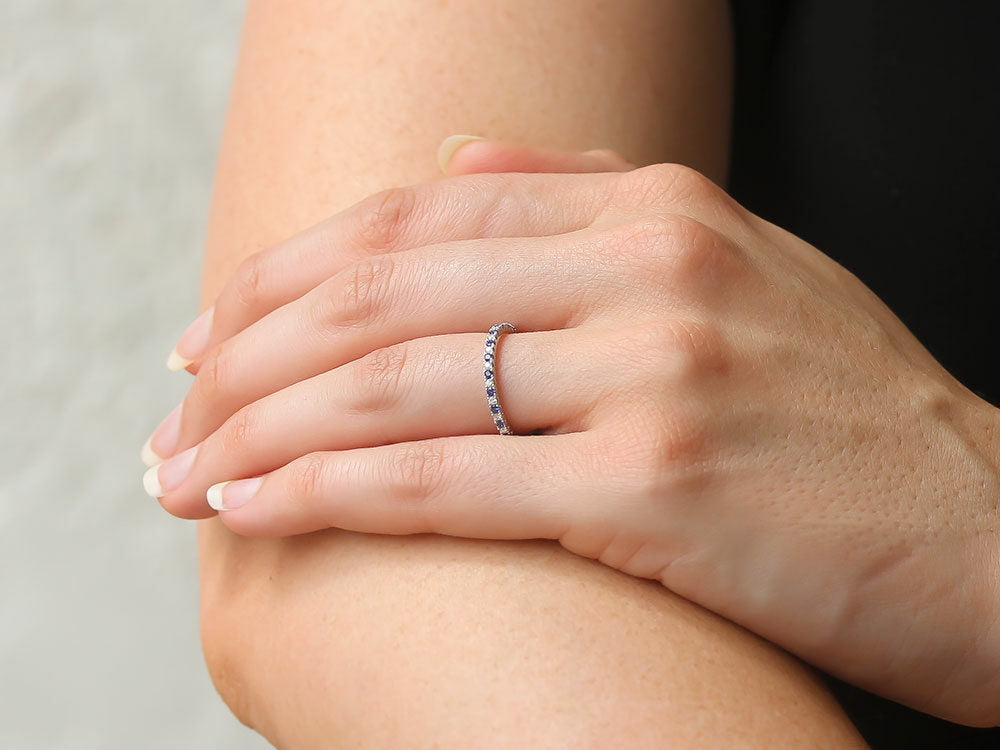 Kwiat Stackable White Gold Eternity Band with Blue Sapphires and Diamonds - Be On Park