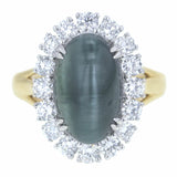 Spark cat's eye tourmaline & diamond ring