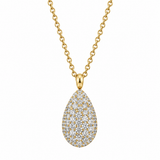 XO Jewels 14K Yellow Gold Pavé Diamond Teardrop Pendant Necklace