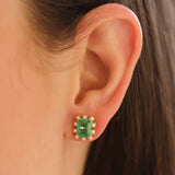 Goshwara 'G-One' Cabochon Emerald and Diamond Studs