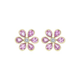 John Apel Pink Sapphire & Diamond Flower Studs