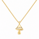 The Finest Stack 14K Yellow Gold Diamond Encrusted Mushroom Necklace