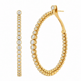Ondyn 18K Yellow Gold 4.16ctw Diamond Lugano Hoop Earrings