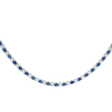 American Jewelry Designs 17" Four Prong Straight Sapphire & Diamond Necklace