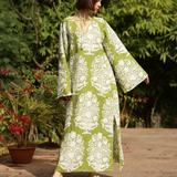 Maison Marigold Doha Kaftan in Green Bouquet - Be On Park