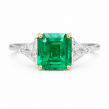Lauren K Vintage Emerald-Cut Emerald & Diamond Ring