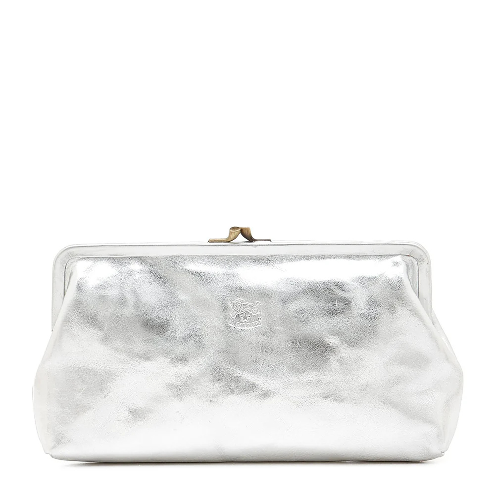 Il Bisonte Manuela Clutch Bag in Metallic Leather Color Metallic Silver - Be On Park