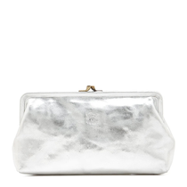 Il Bisonte Manuela Clutch Bag in Metallic Leather Color Metallic Silver - Be On Park