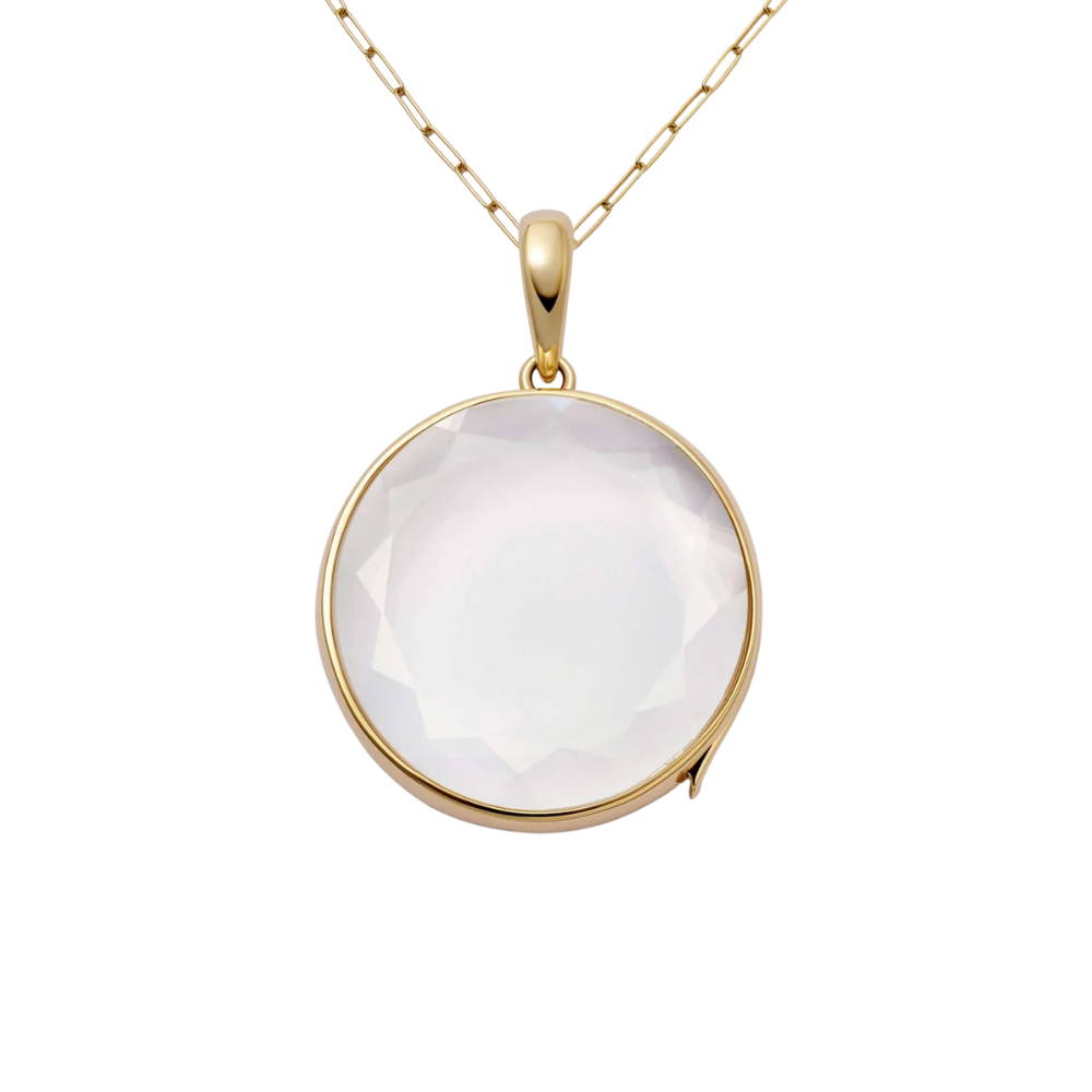 Loquet Large Round Gold Locket 18K on 18" Oval Chain - Be On Park