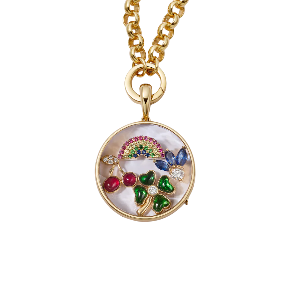 Loquet 18ky Large Round Locket on 18ky 16-18" Rolo Chain - Be On Park