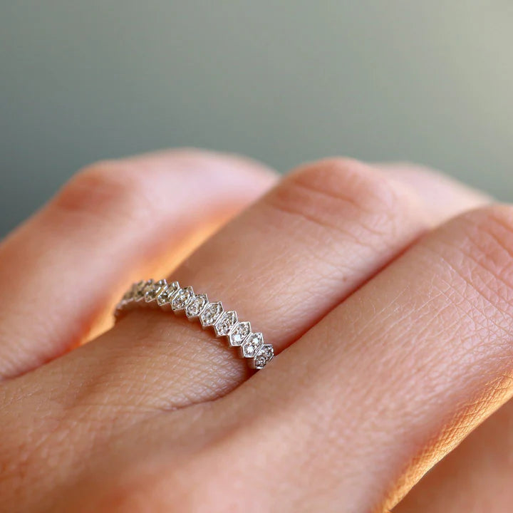 Sethi Couture White Gold Mini Abacus White Diamond Ring Size 6.5 - Be On Park