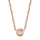 Shy Creation Rose Gold Diamond Bezel Necklace