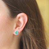 Goshwara 'Queen' Oval Emerald and Turquoise Enamel Studs
