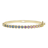 Penny Preville bezel set rainbow bangle with Sapphire, Amethyst, Tanzanite, & Aquamarine