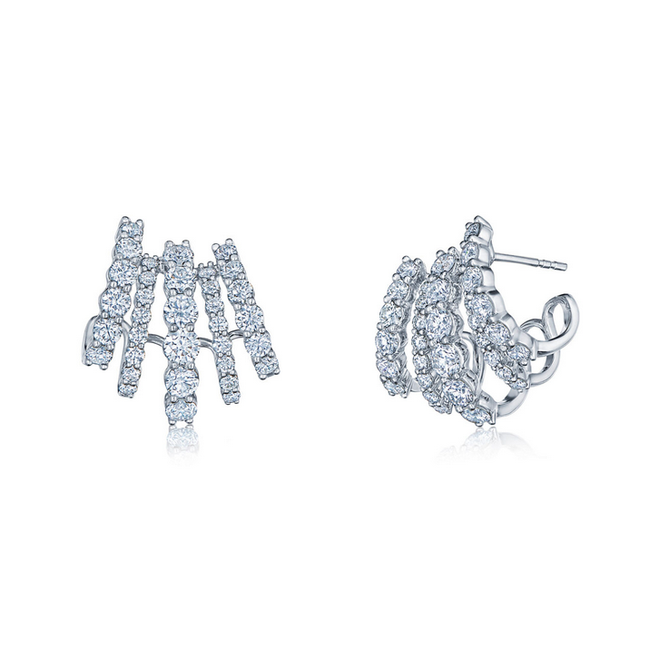 Kwiat five row diamond ear cuff stud earrings - Be On Park