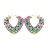 Goshwara "G-One" Blue Sapphire, Pink Sapphire, Tsavorite & Diamond Triangle Hoop Earrings