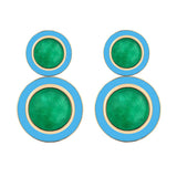 Goshwara 'G-One' Double Cabachon Emerald and Turquoise Enamel Drop Earrings