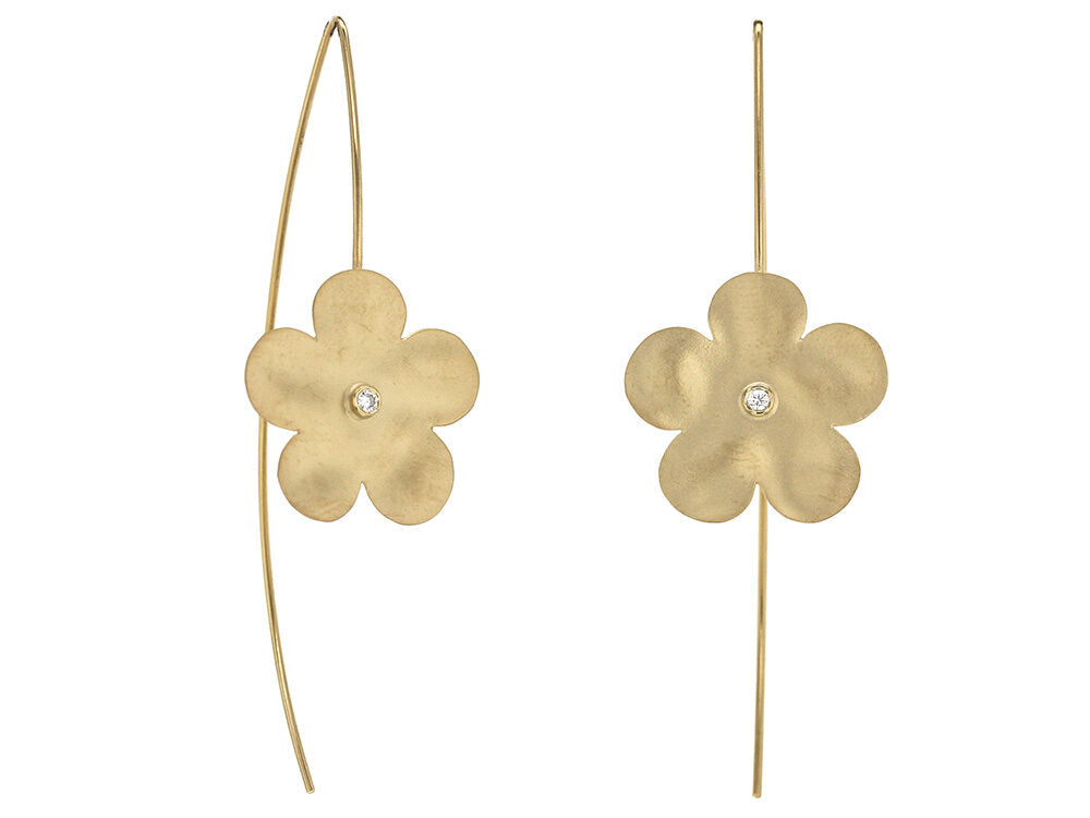 Marika Desert Gold Flower Drop Diamond Earrings - Be On Park