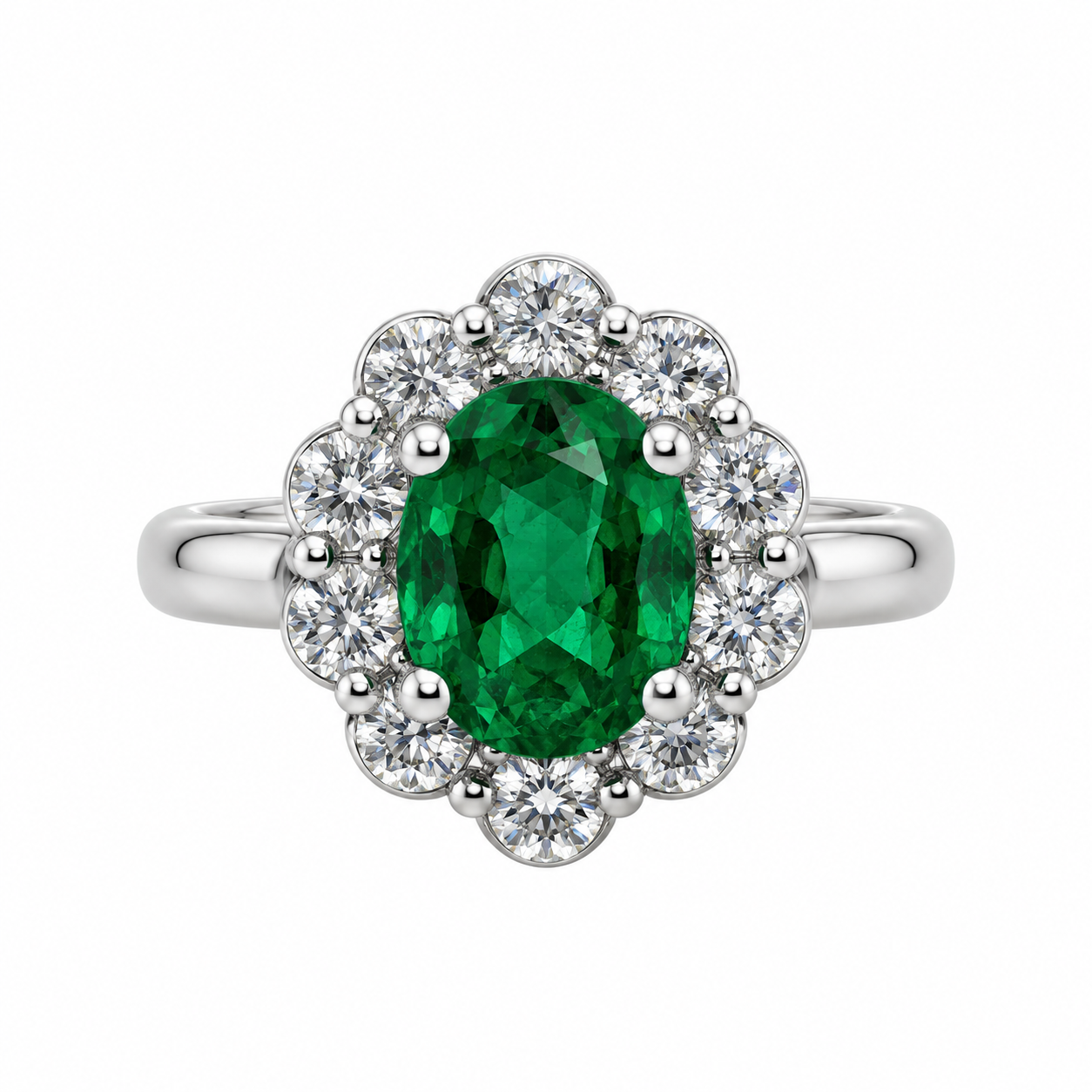 XO Jewels Oval Emerald & Diamond Halo Ring - Be On Park
