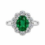 XO Jewels Oval Emerald & Diamond Halo Ring - Be On Park