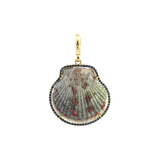 Jenna Blake Medium Shell Pendant with Blue Sapphire Frame