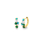 Sydney Evan Diamond, Emerald, and Turquoise Cocktail Huggies