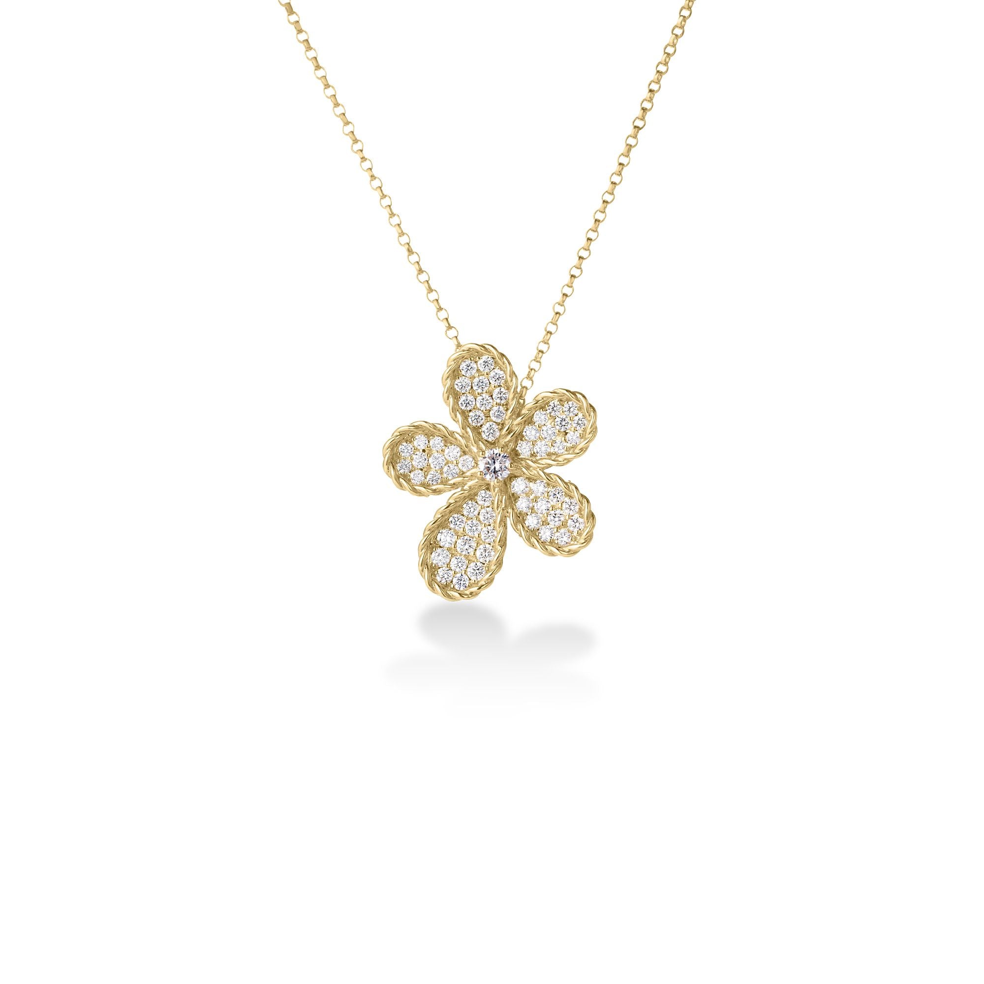 Roberto Coin Pave Diamond Jasmine Flower Necklace - Be On Park