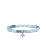 Sydney Evan Aquamarine Beaded Bracelet with Enamel Moroccan Flower Charm - Be On Park