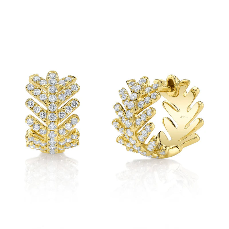 Shy Creation Diamond Leaf Huggie Earrings - Be On Park