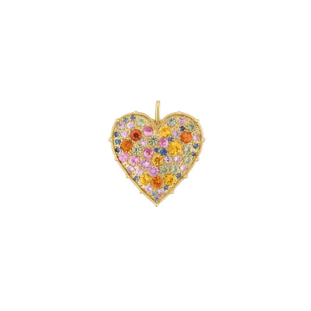 Sethi Couture Confetti Heart Rainbow Sapphire Pendant - Be On Park
