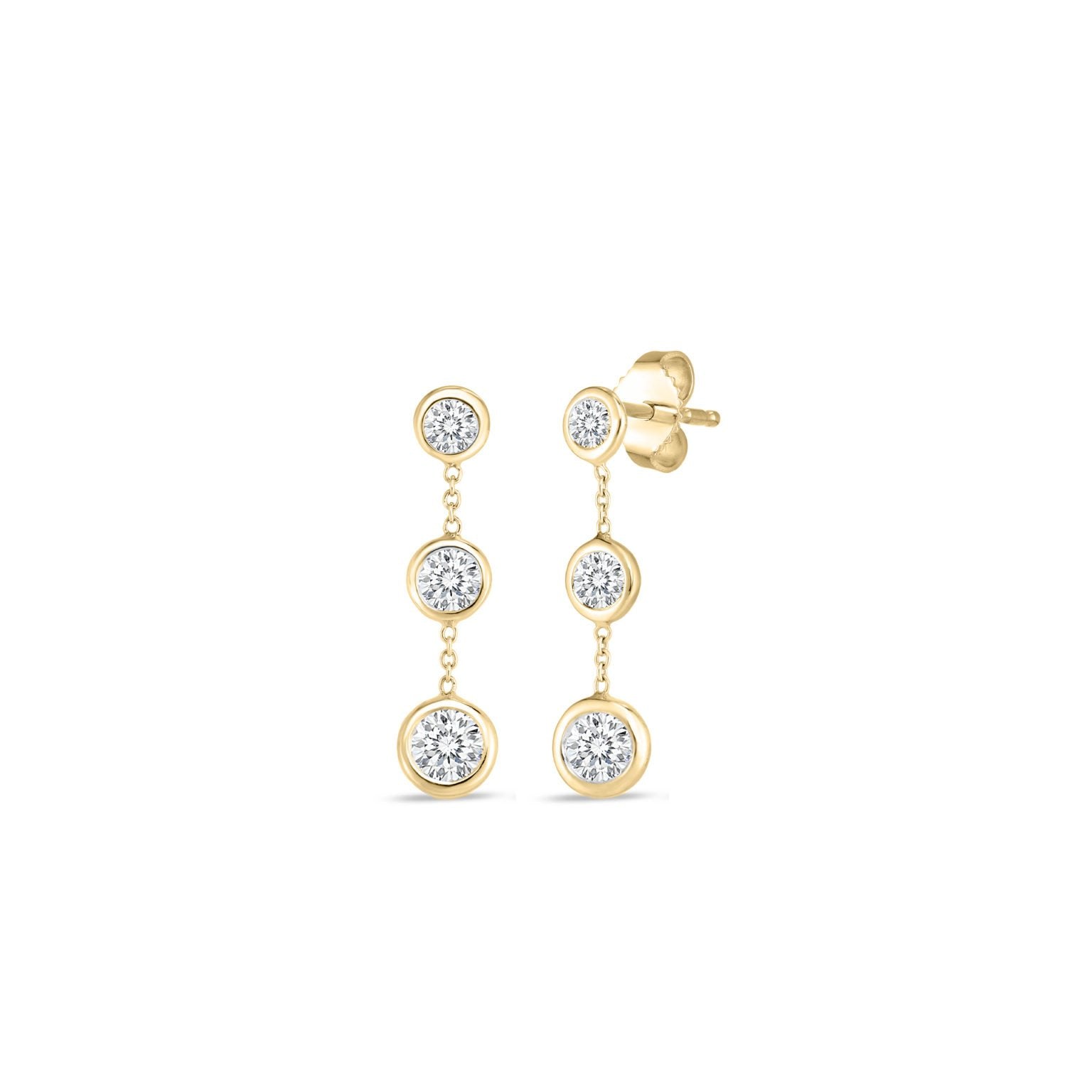 Roberto Coin Classic Three Bezel Diamond Drop Earrings - Be On Park