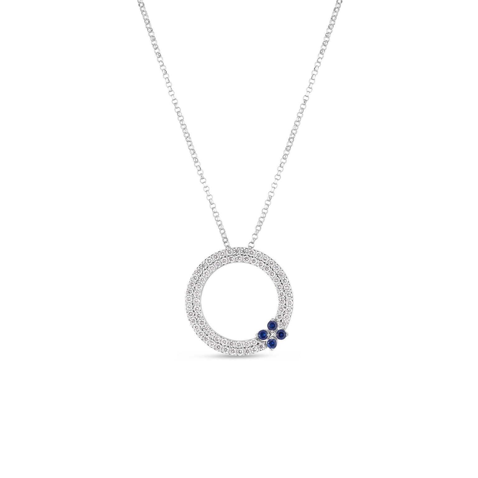 Roberto Coin Diamond and Blue Sapphire Love in Verona Circle Necklace - Be On Park