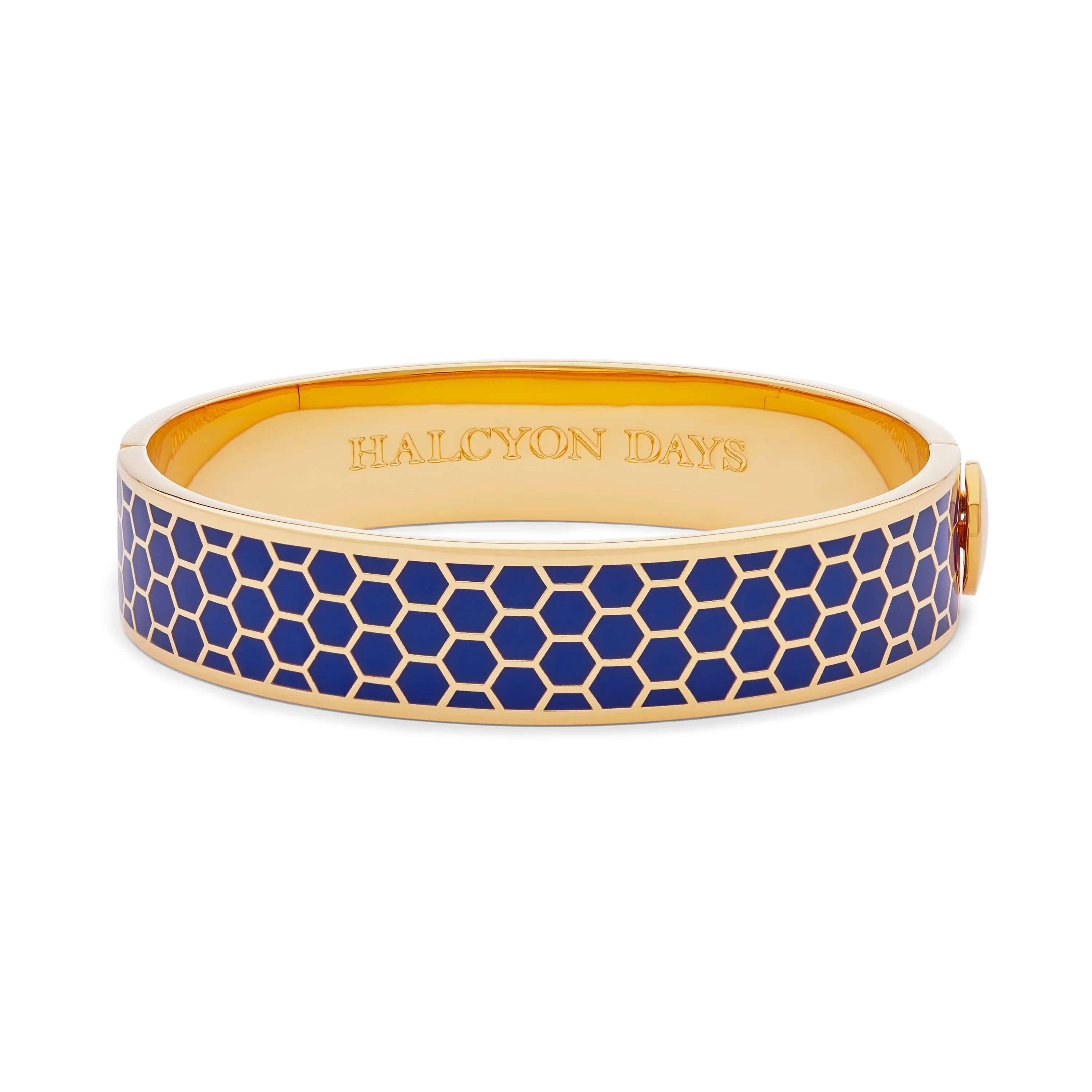 Halcyon Days Deep Cobalt Honeycomb Hinged Bangle - Be On Park