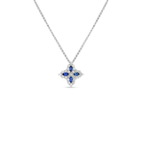 Roberto Coin Medium Venetian Princes Flower Necklace with Diamond and Blue Sapphire