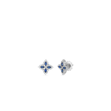 Roberto Coin Medium Venetian Princess Flower Earrings with Diamond and Blue Sapphire