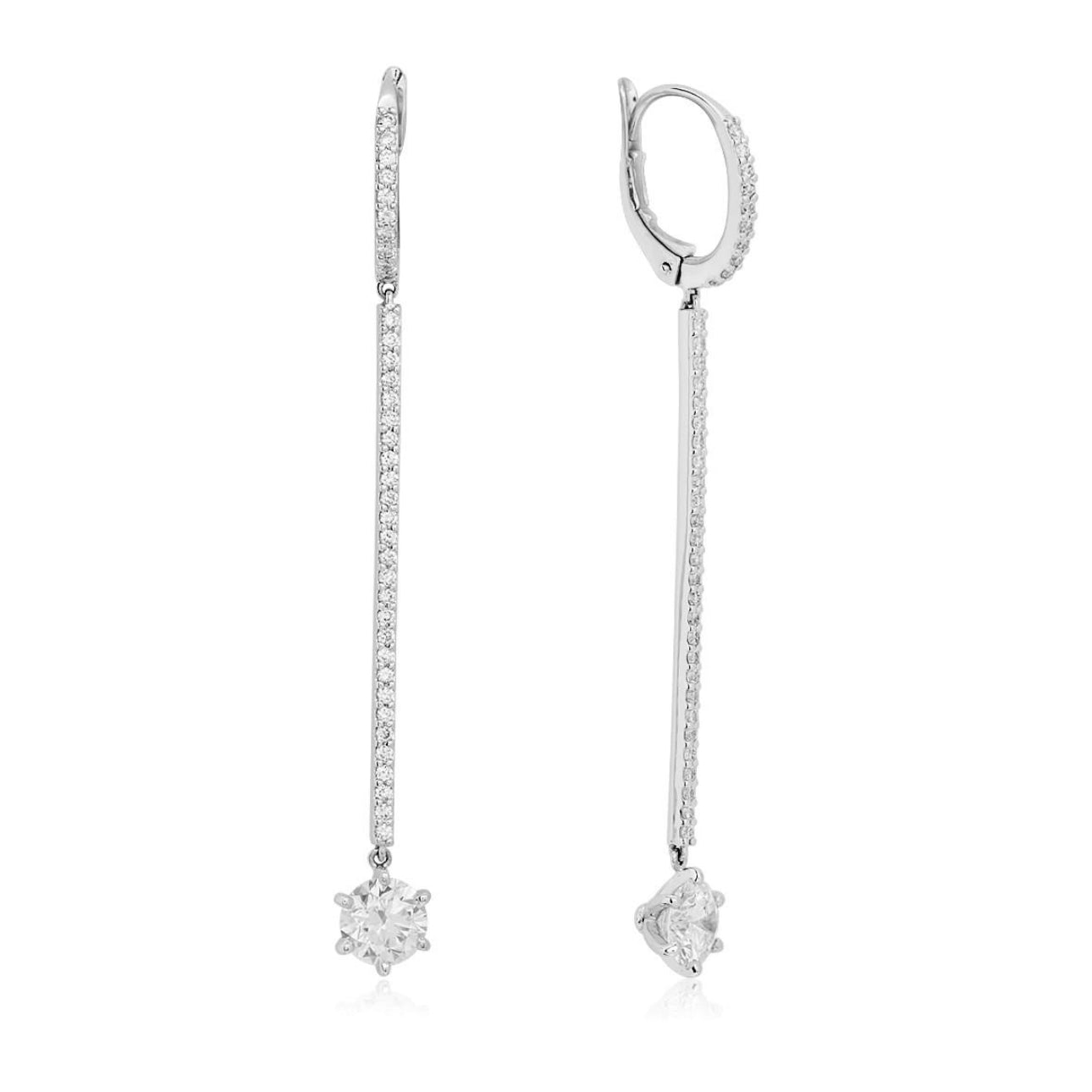 Roberto Coin Long Matchstick Diamond Pave Earrings - Be On Park