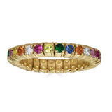 Zydo Multicolor Diamond, Sapphire, and Semi Precious Stones Stretch Eternity Ring