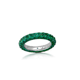 Graziela 3-Sided Emerald Green Rhodium Band